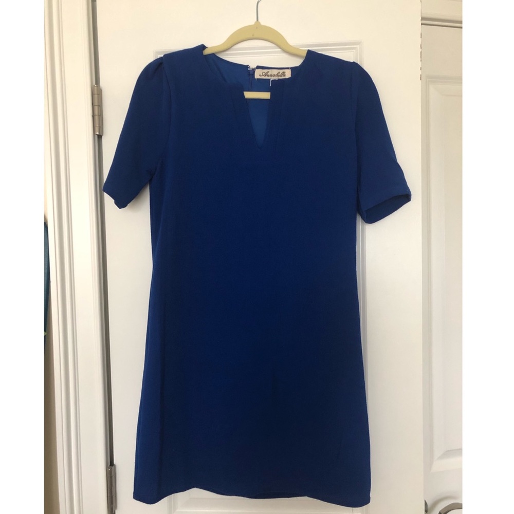 Blue Short Sleeved Shift Dress